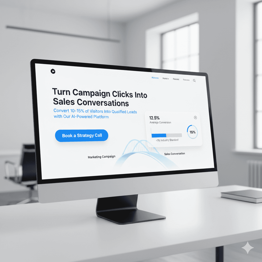 Professional B2B landing page design wireframe and mockup on designer workstation